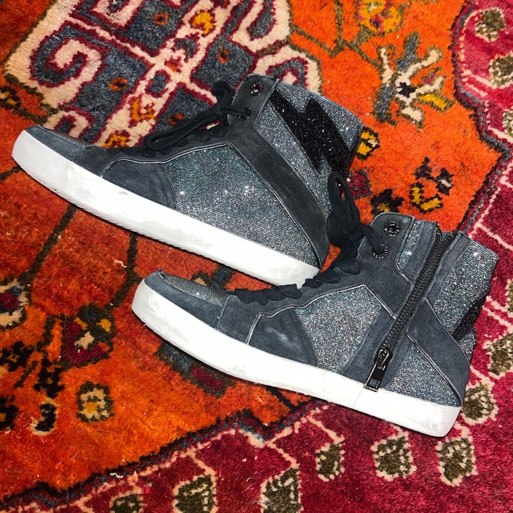 Zadig & Voltaire Black and Silver Glitter Sneakers - Picture 5 of 11